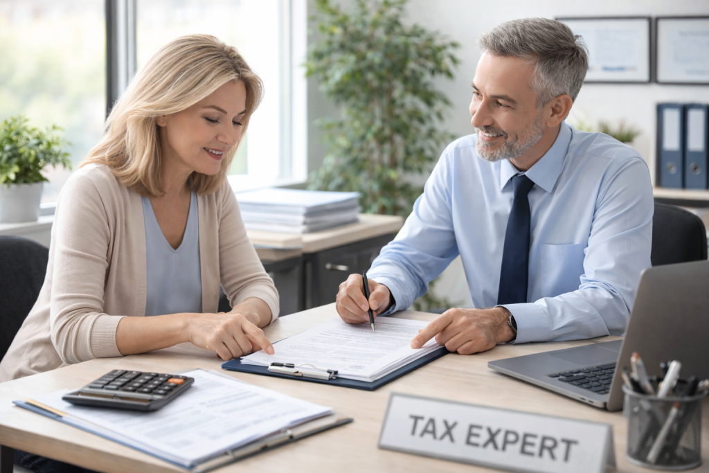 Woman consulting with a tax expert