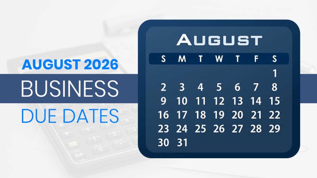 August 2026 Business Due Dates